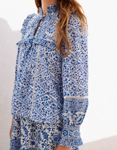 Pink City Prints Azure Patchwork Nettie Blouse