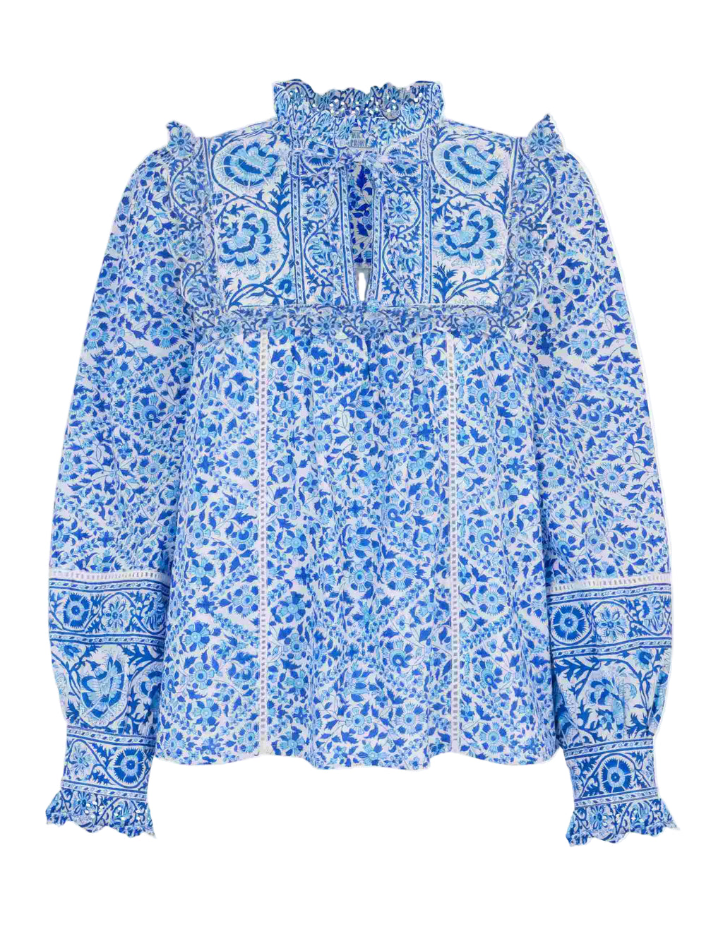 Pink City Prints Azure Patchwork Nettie Blouse