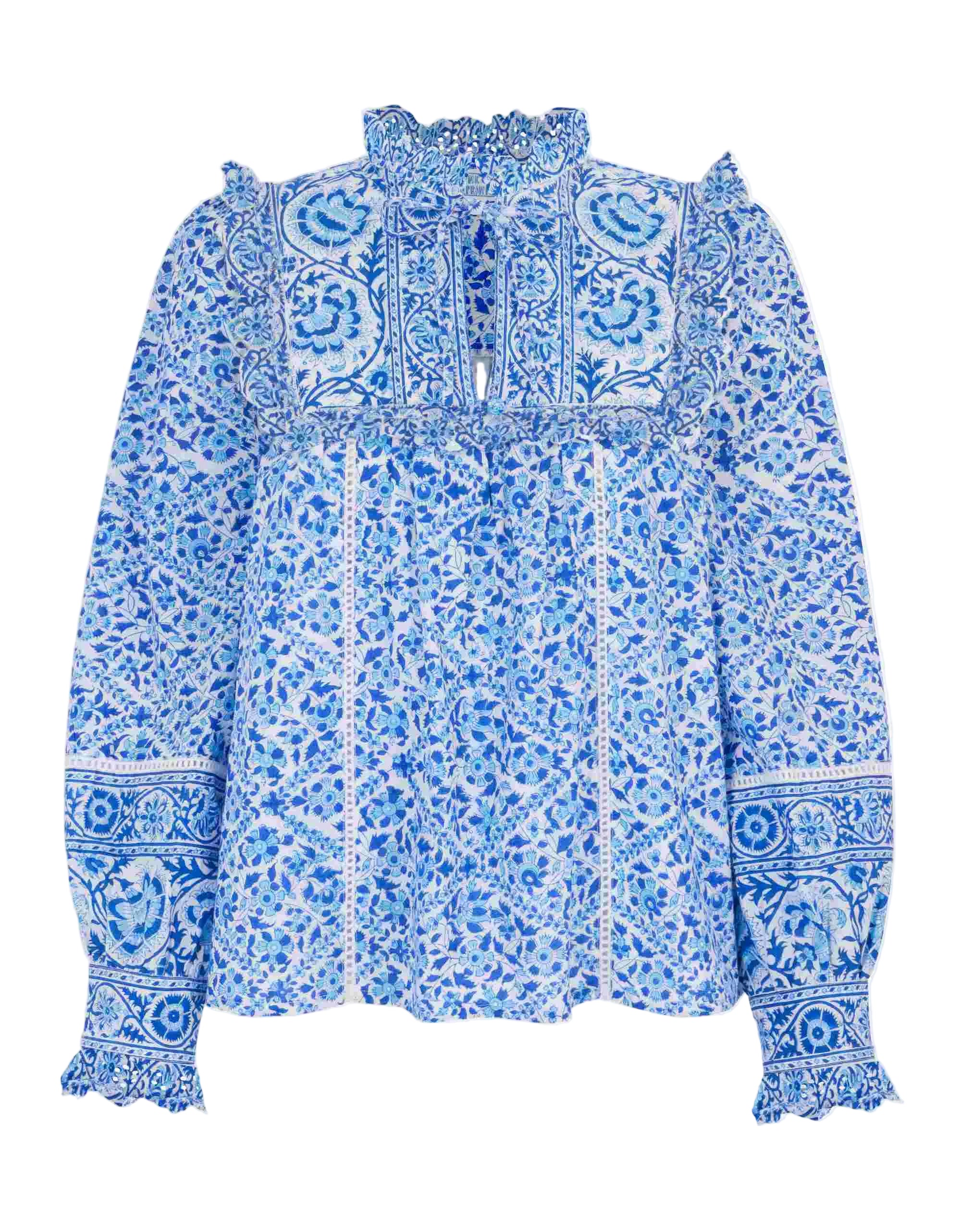 Pink City Prints Azure Patchwork Nettie Blouse