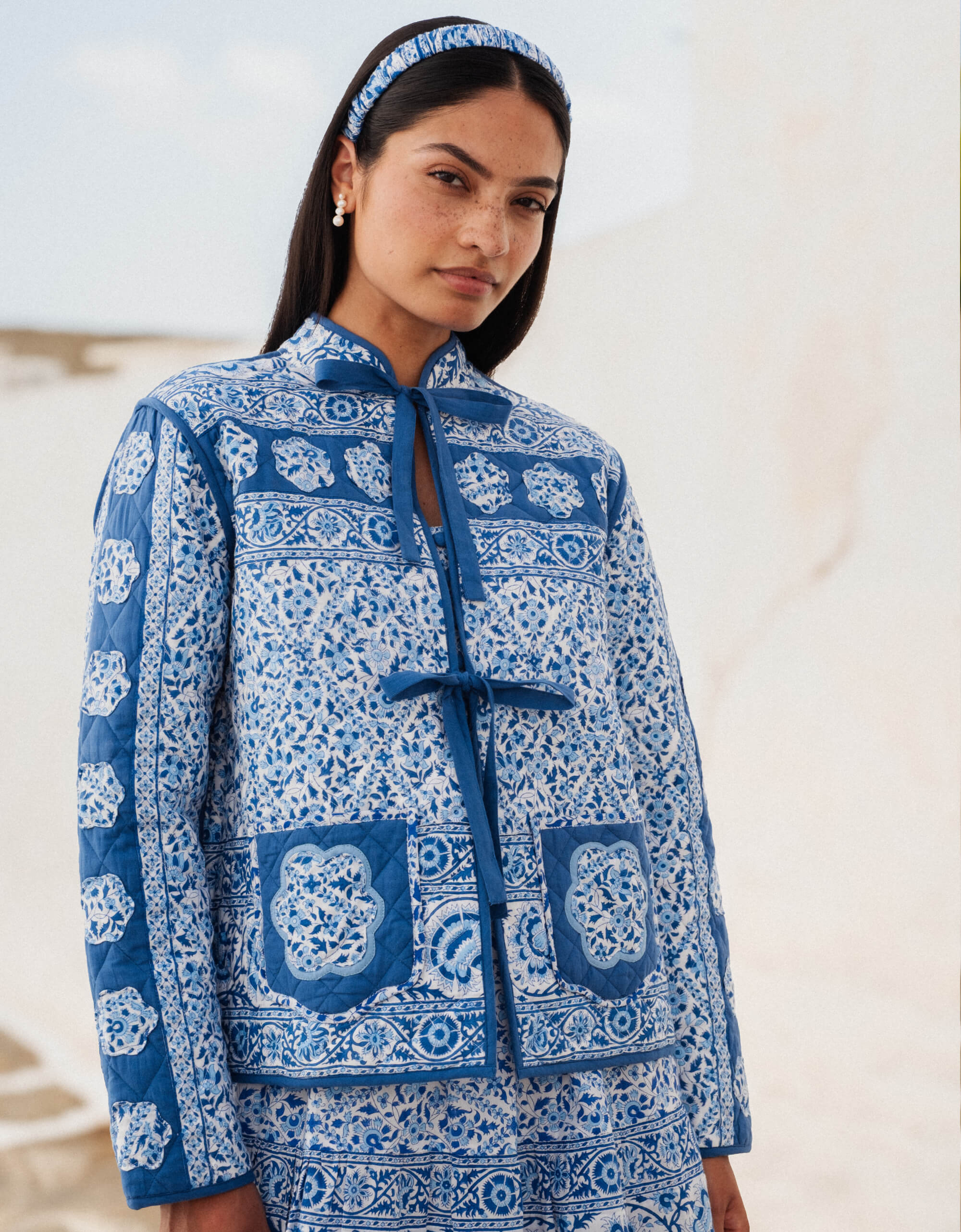 Pink City Prints Azure Patchwork Penny Jacket