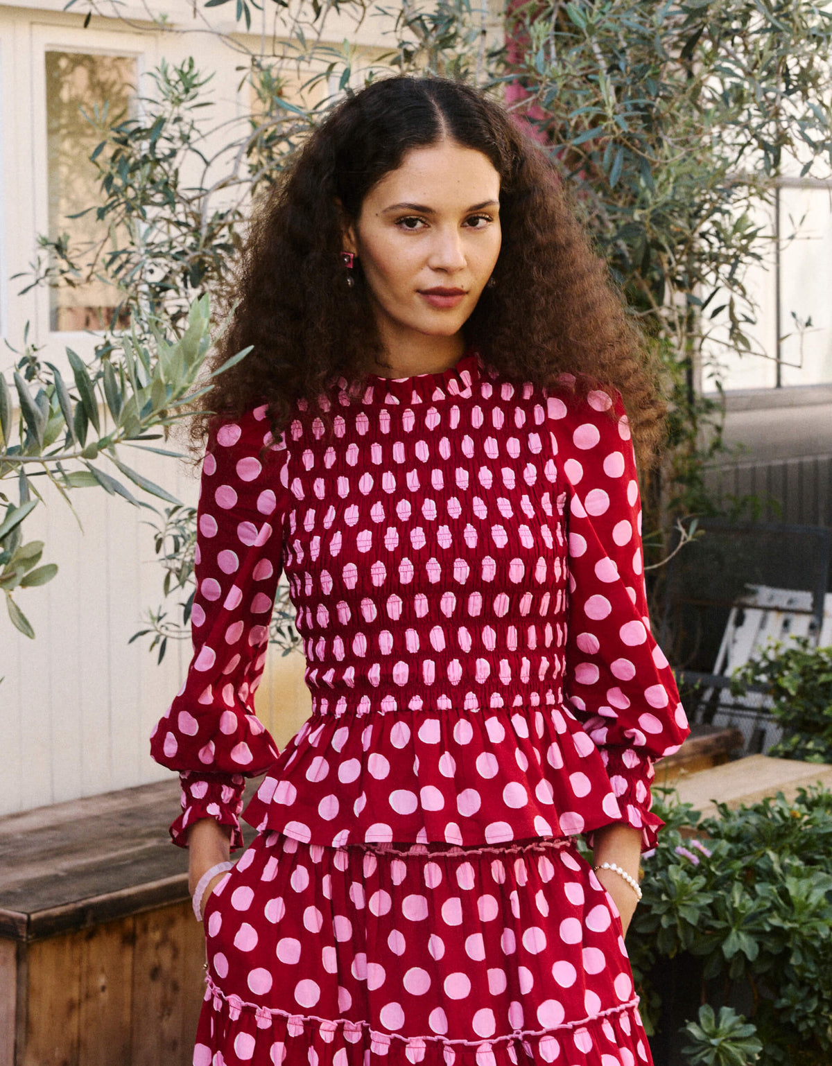 Pink City Prints Berry Polka Isabel Top