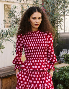 Pink City Prints Berry Polka Isabel Top