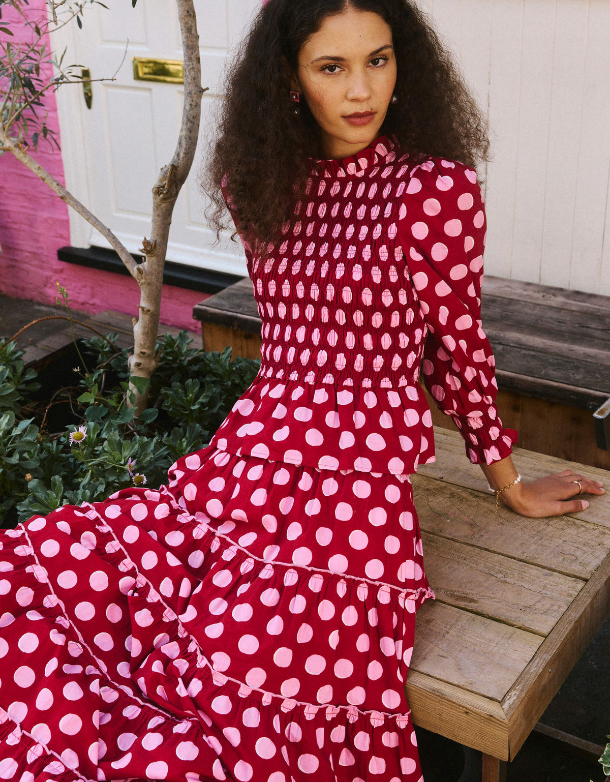 Pink City Prints Berry Polka Isabel Top