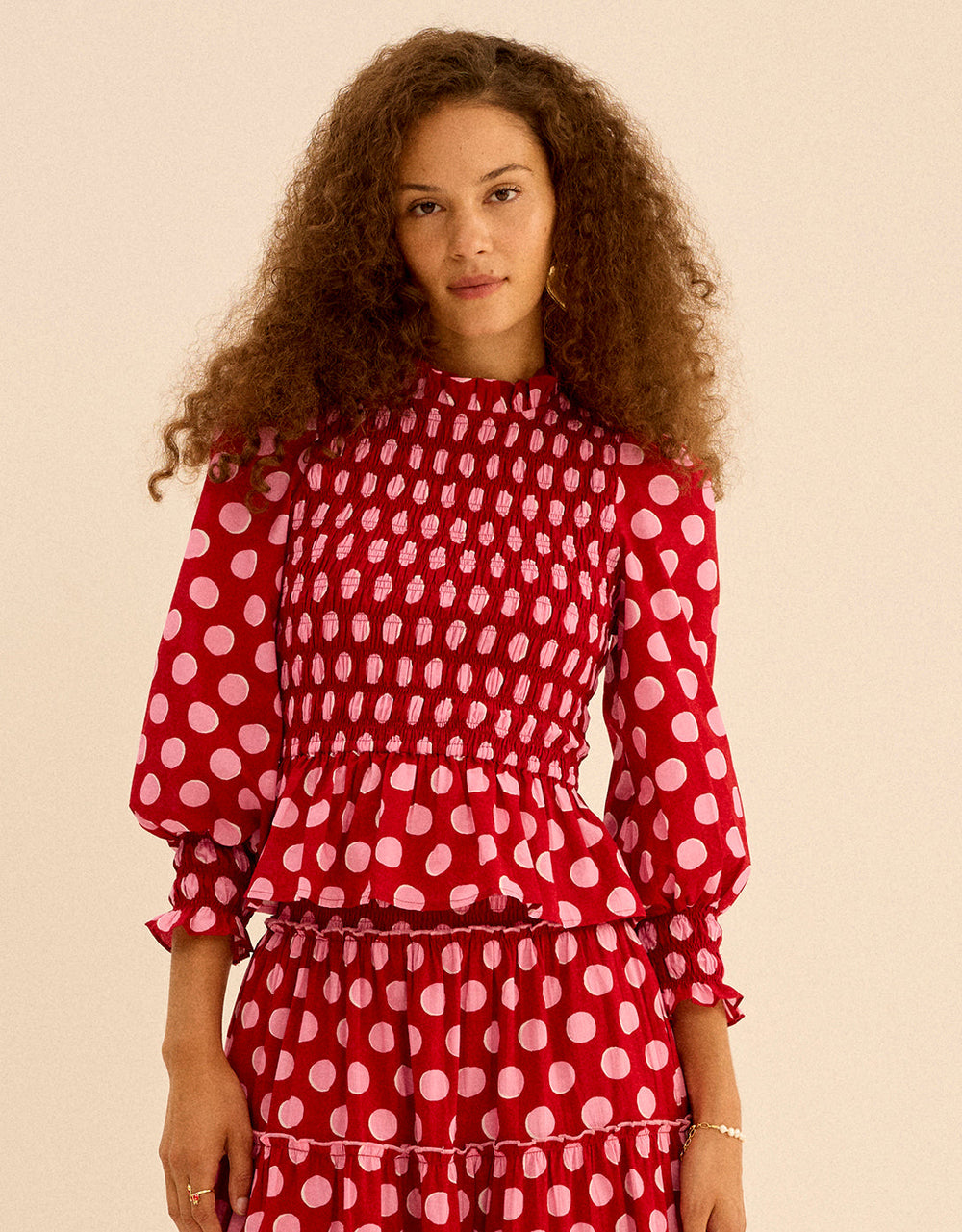 Pink City Prints Berry Polka Isabel Top