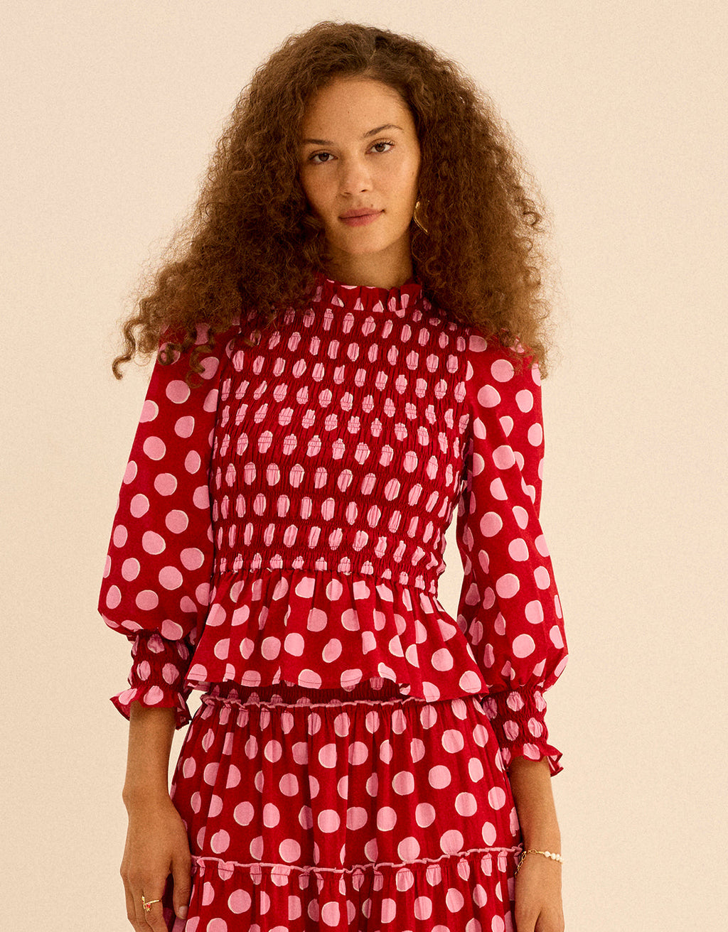 Pink City Prints Berry Polka Isabel Top