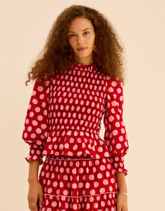 Pink City Prints Berry Polka Isabel Top
