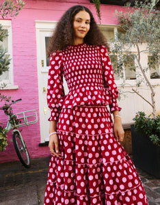 Pink City Prints Berry Polka Rah Rah Skirt
