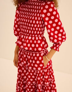 Pink City Prints Berry Polka Rah Rah Skirt