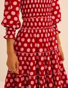 Pink City Prints Berry Polka Rah Rah Skirt