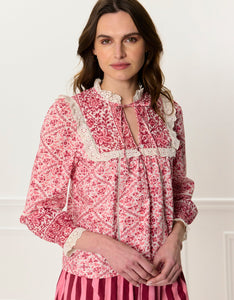 Pink City Prints Burgundy Patchwork Nettie Blouse