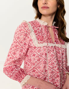 Pink City Prints Burgundy Patchwork Nettie Blouse