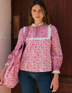 Pink City Prints Burgundy Patchwork Nettie Blouse