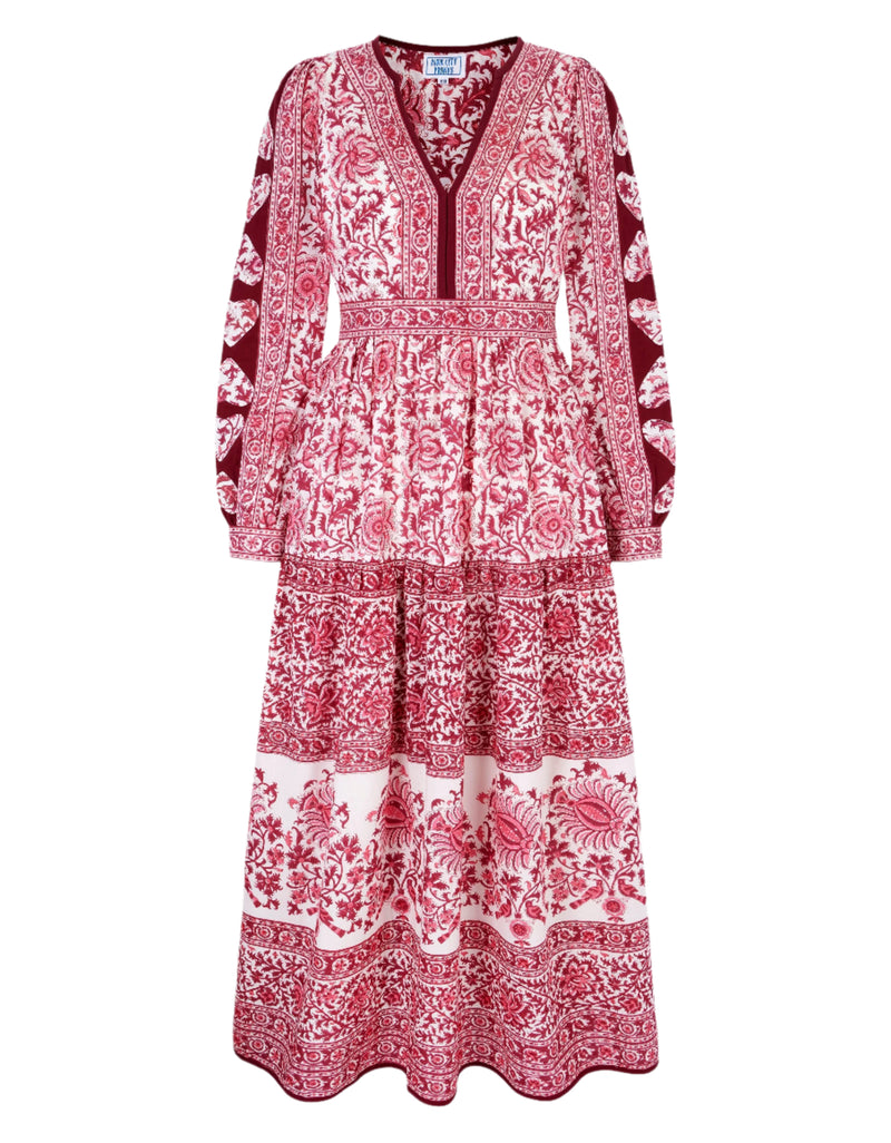 Pink City Prints Burgundy Patchwork Olive Dress