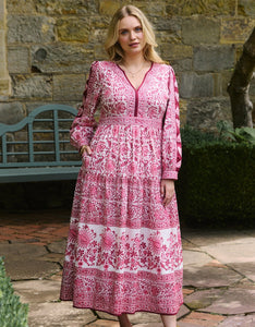 Pink City Prints Burgundy Patchwork Olive Dress