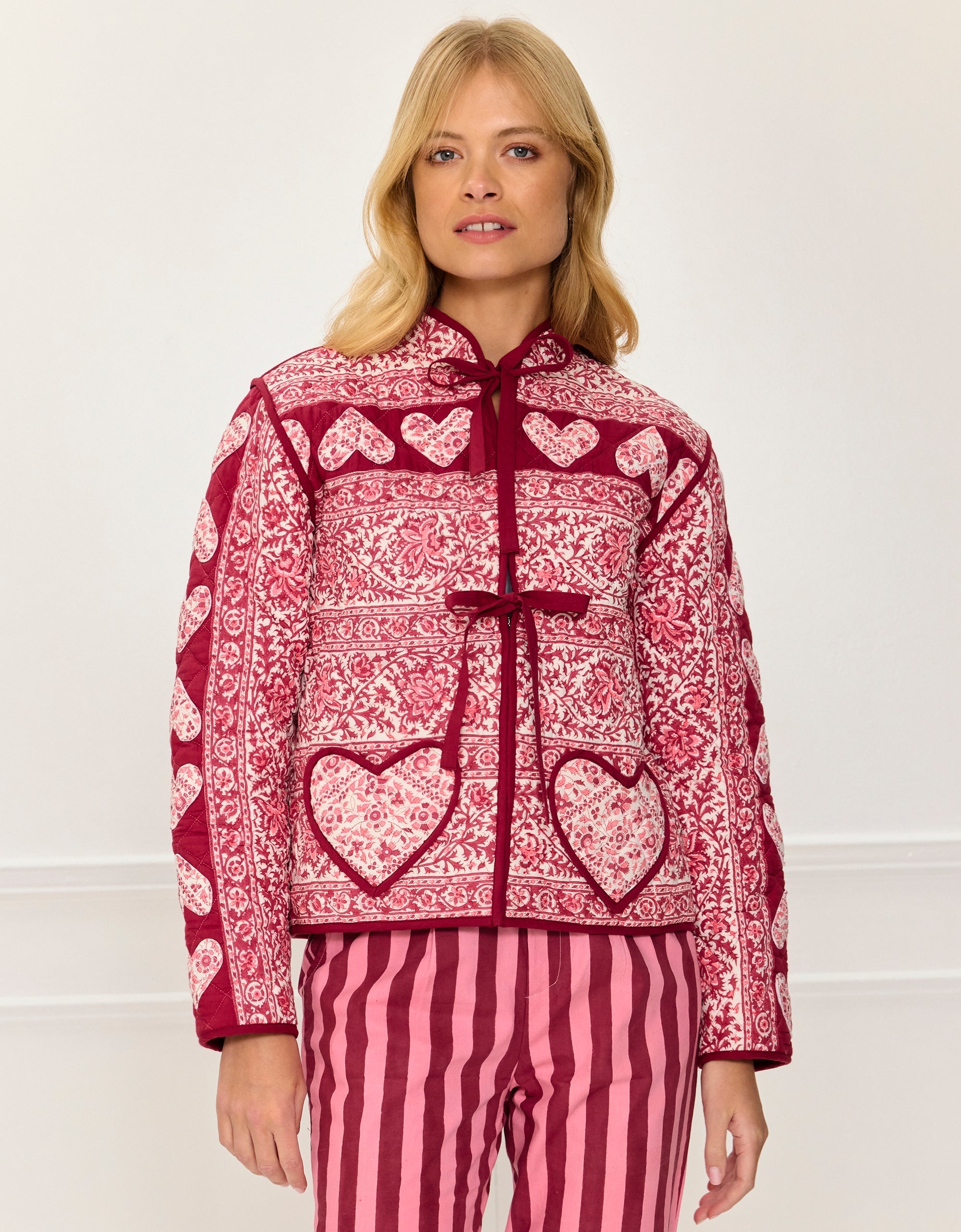Pink City Prints Burgundy Patchwork Penny Jacket