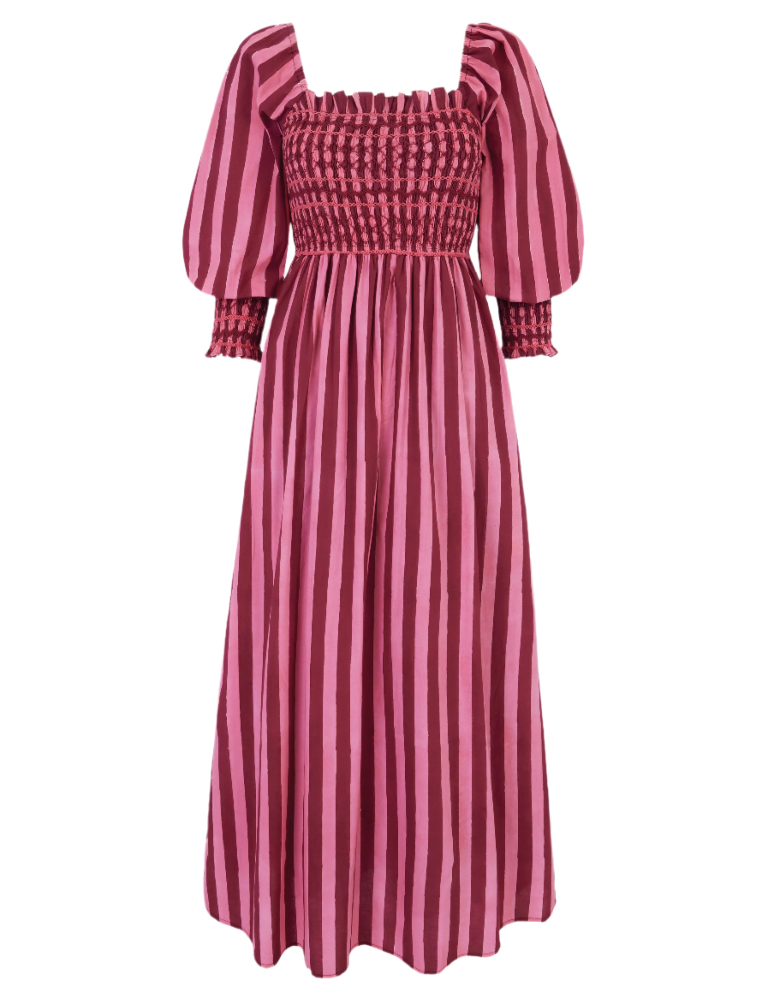 Pink City Prints Burgundy Stripe Florence Dress