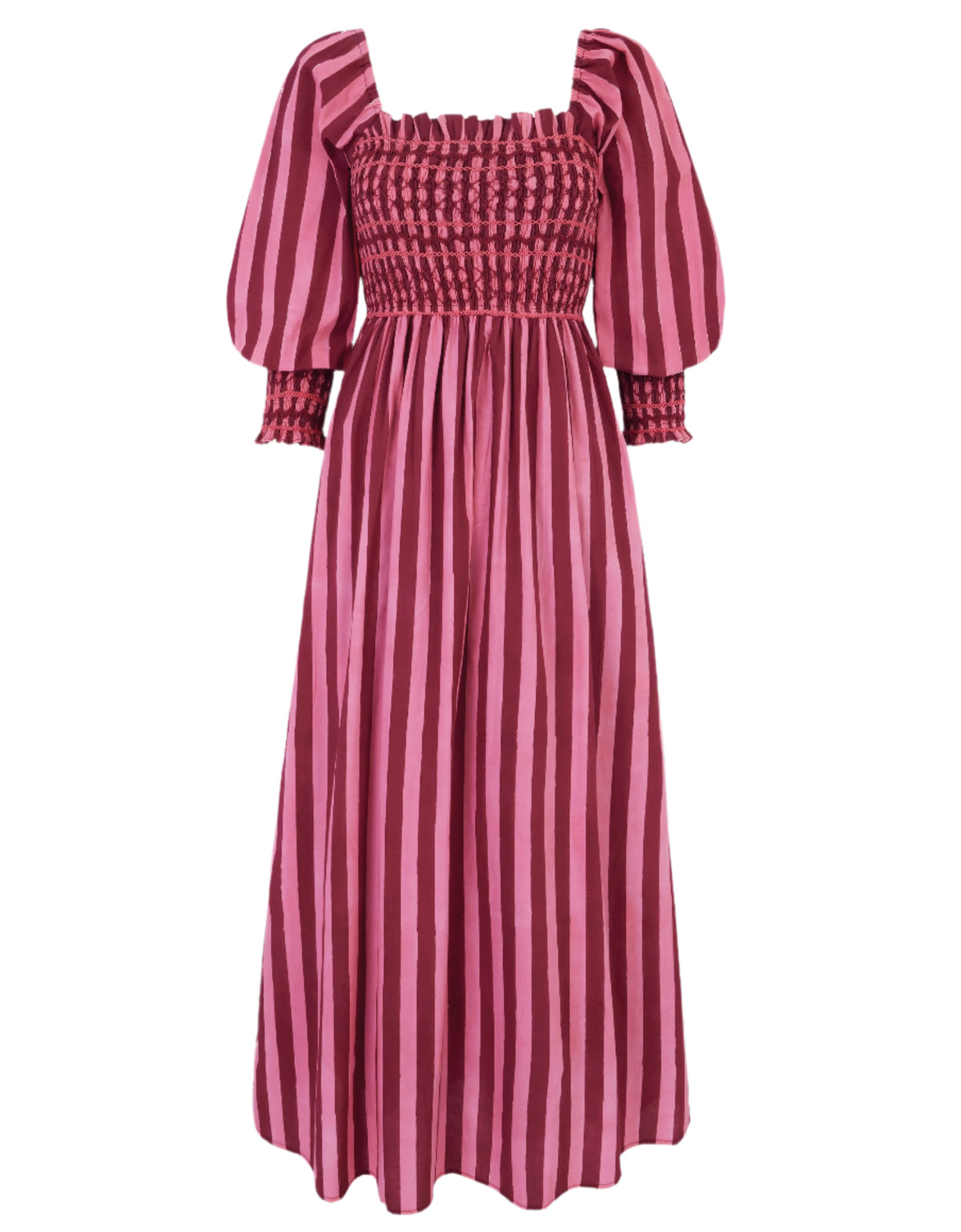 Pink City Prints Burgundy Stripe Florence Dress