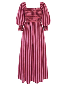 Pink City Prints Burgundy Stripe Florence Dress