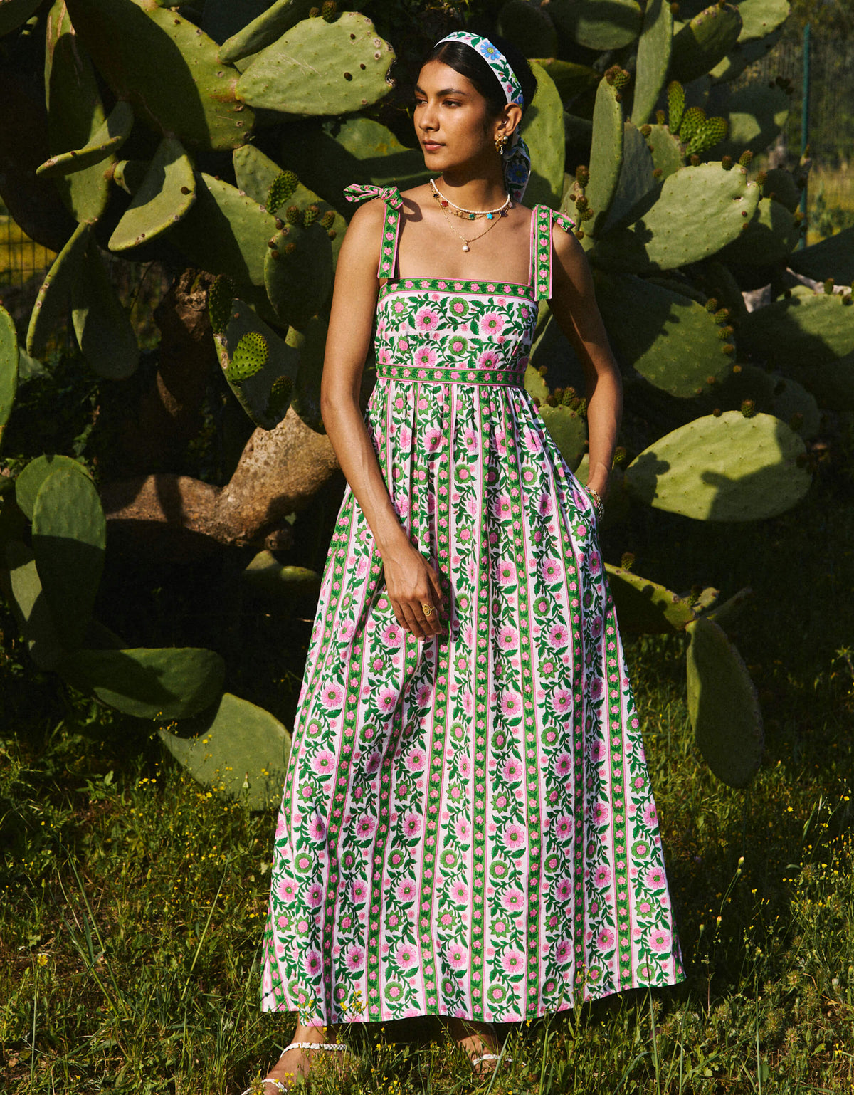 Pink City Prints Emerald Border Mykonos Dress