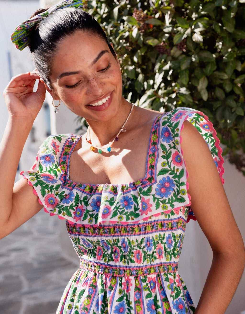 Pink City Prints Folk Border Carrie Dress