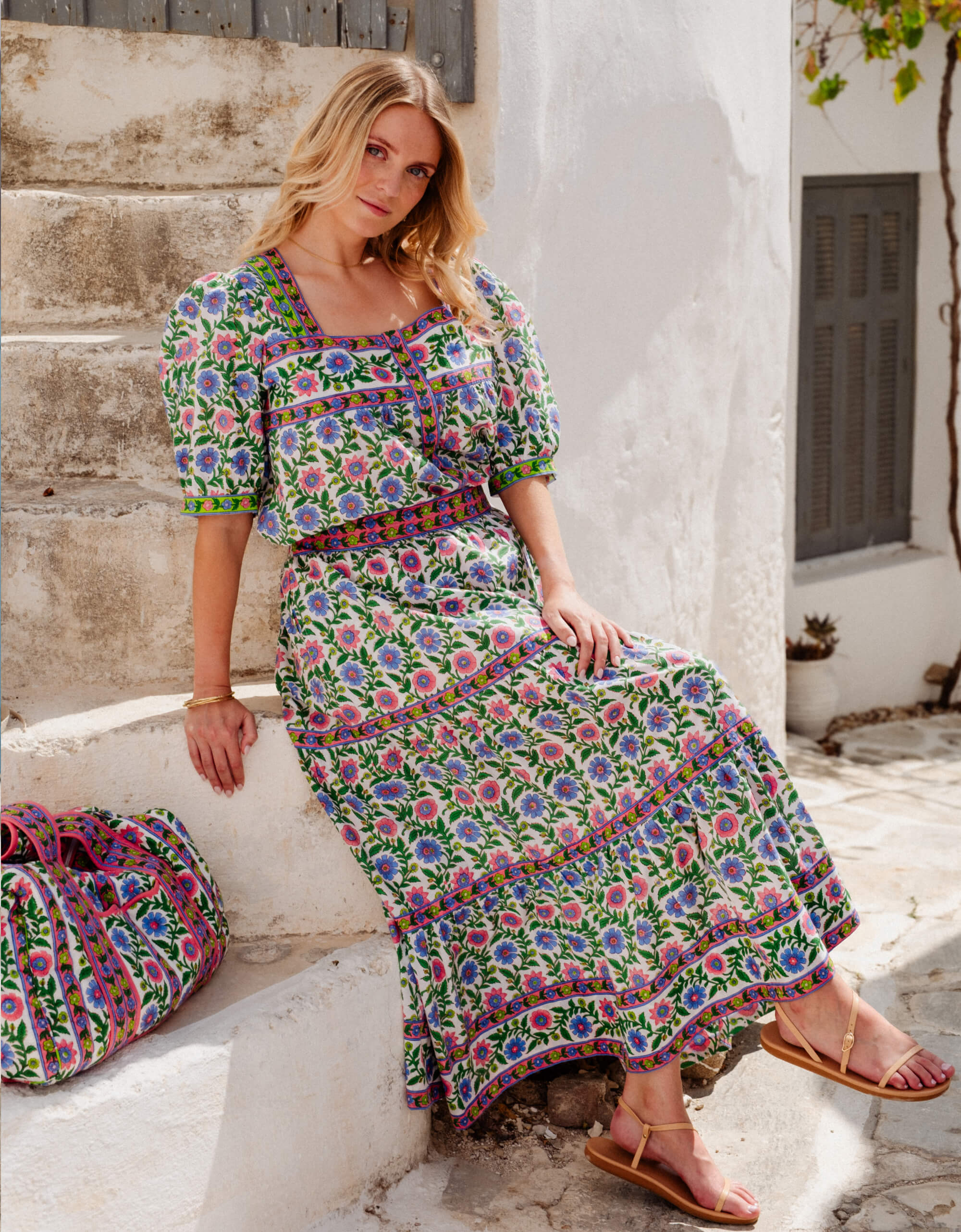 Pink City Prints Folk Border Fleur Skirt