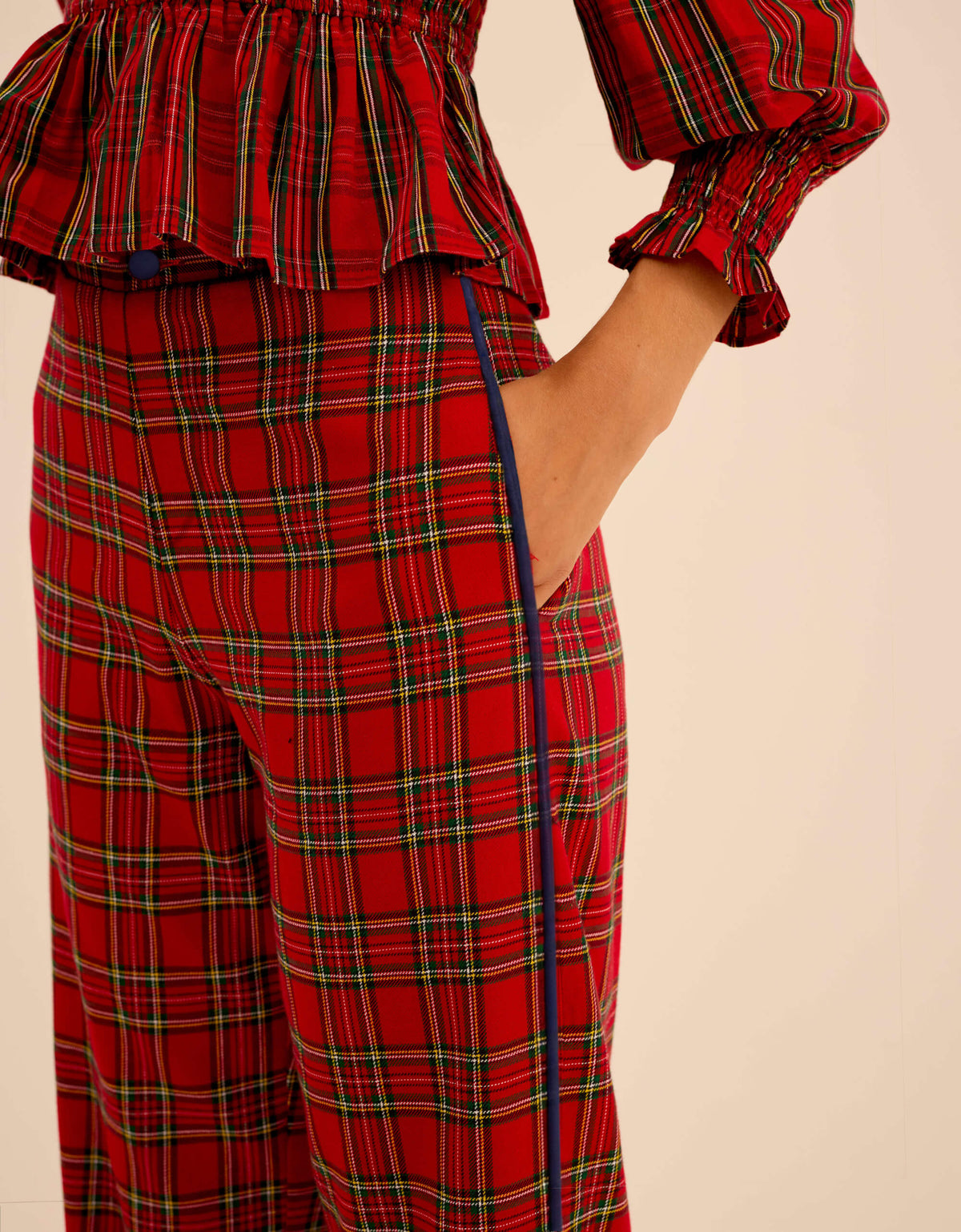 Pink City Prints Handloom Tartan Isabel Top