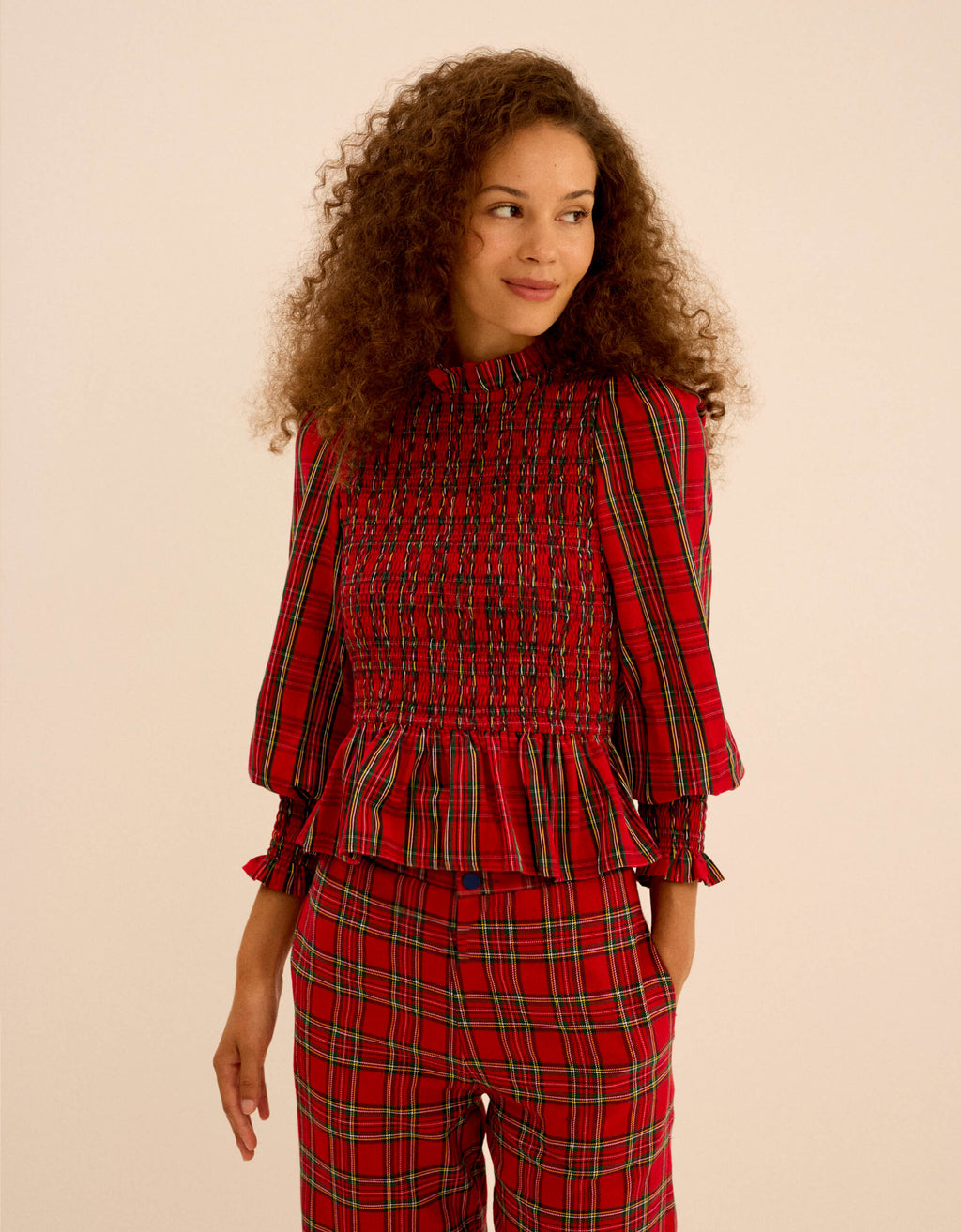 Pink City Prints Handloom Tartan Isabel Top