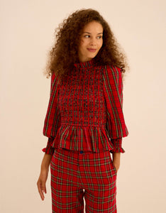 Pink City Prints Handloom Tartan Isabel Top