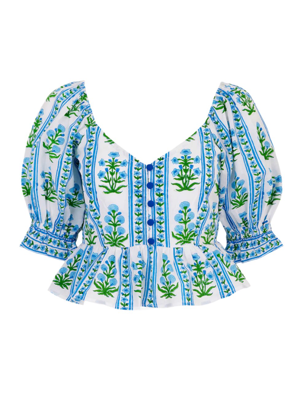 Pink City Prints Indigo Border Agnes Blouse