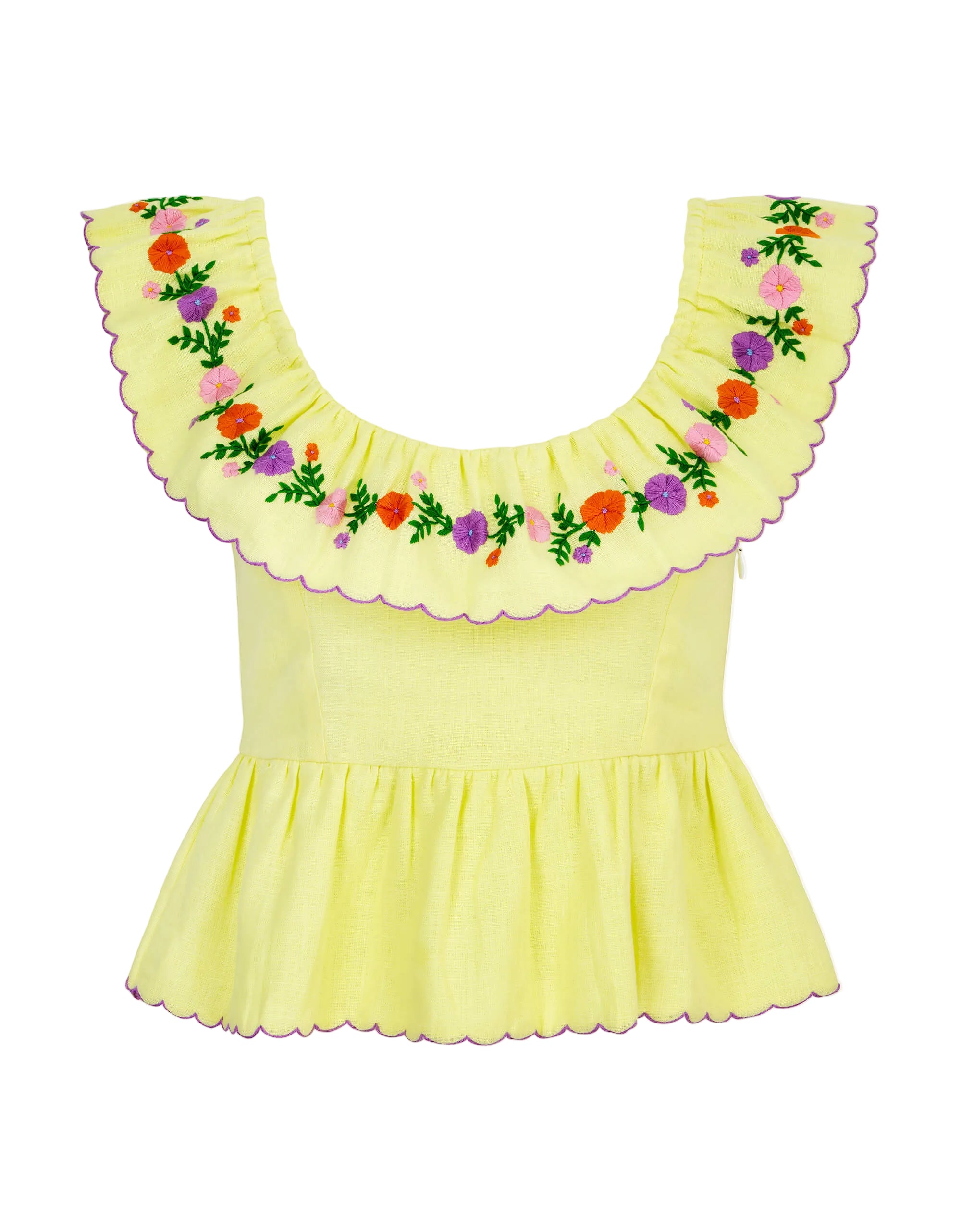 Pink City Prints Lemon Embroidery Nora Top