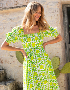Pink City Prints Lime Border Elizabeth Dress