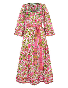 Pink City Prints Lime Fields Hippie Dress