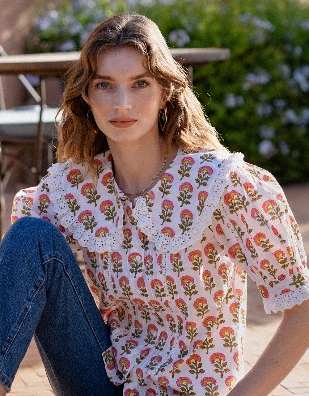 Pink City Prints Lime Meadow Ellen Blouse