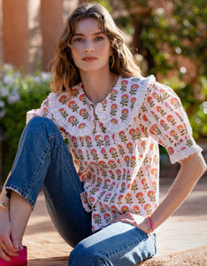 Pink City Prints Lime Meadow Ellen Blouse