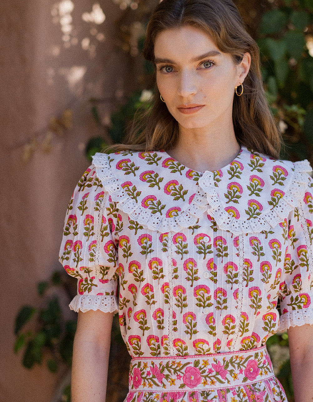 Pink City Prints Lime Meadow Ellen Blouse