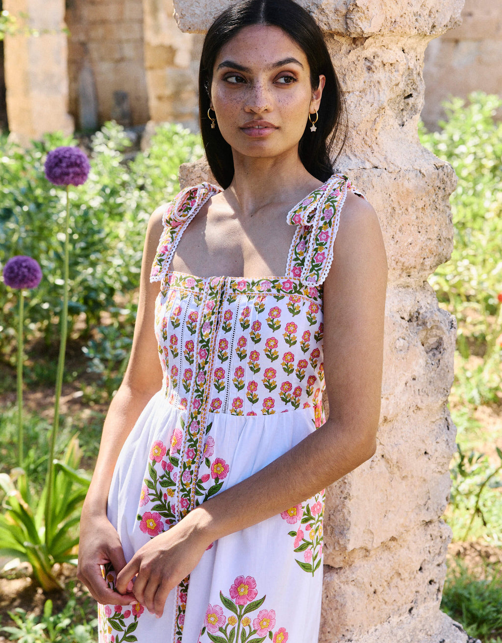 pink city prints elena dress Pink City Prints Vintage Posey Elena Dress - Blue