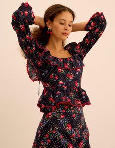 Pink City Prints Navy Rose Mabel Top