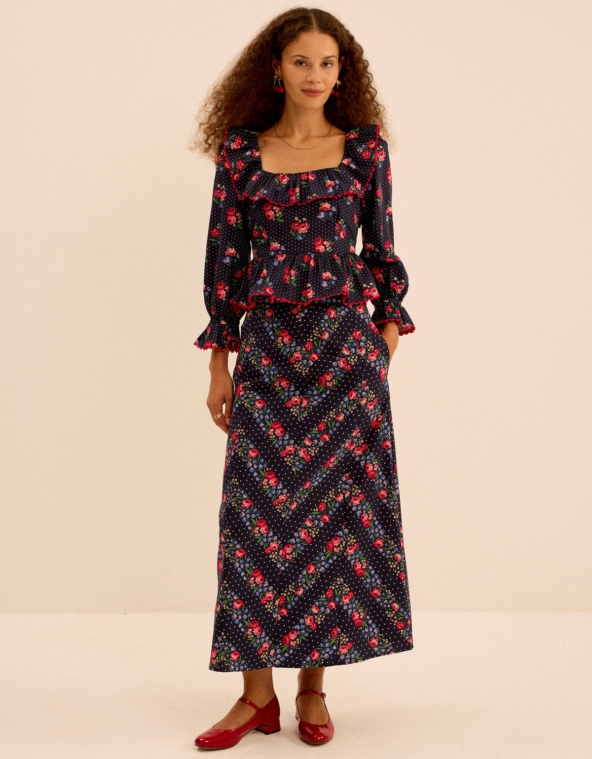 Pink City Prints Navy Rose Mabel Top