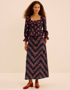 Pink City Prints Navy Rose Mabel Top