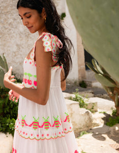 Pink City Prints Neon Fruit Embroidery Athens Dress