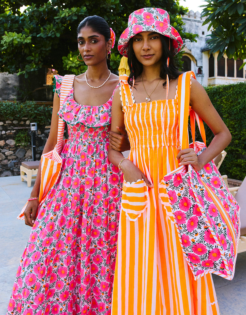 Pink City Prints Neon Orange Stripe Immy Dress