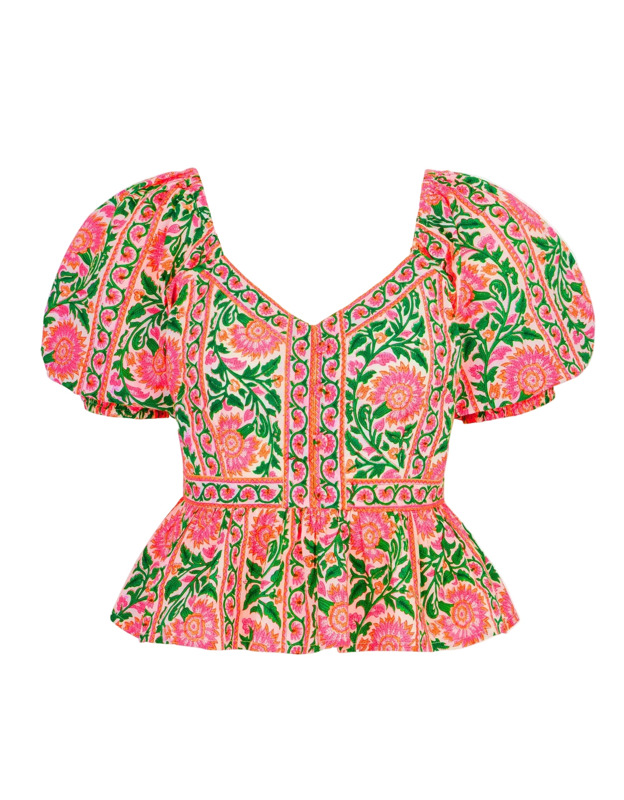 Pink City Prints Neon Peacock Agnes Blouse