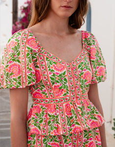 Pink City Prints Neon Peacock Agnes Blouse