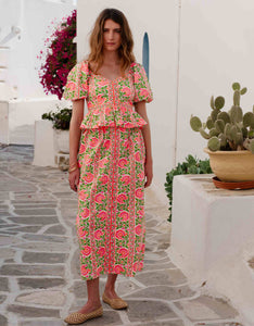 Pink City Prints Neon Peacock Freya Skirt