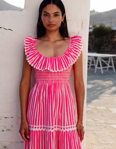 Pink City Prints Neon Pink Stripe Susie Dress