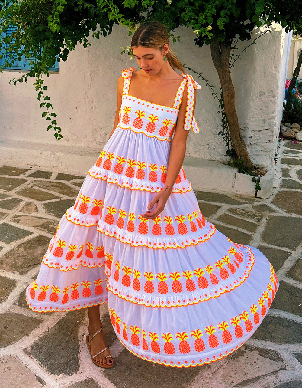 Pink City Prints Pineapple Cross Stitch Athens Dress