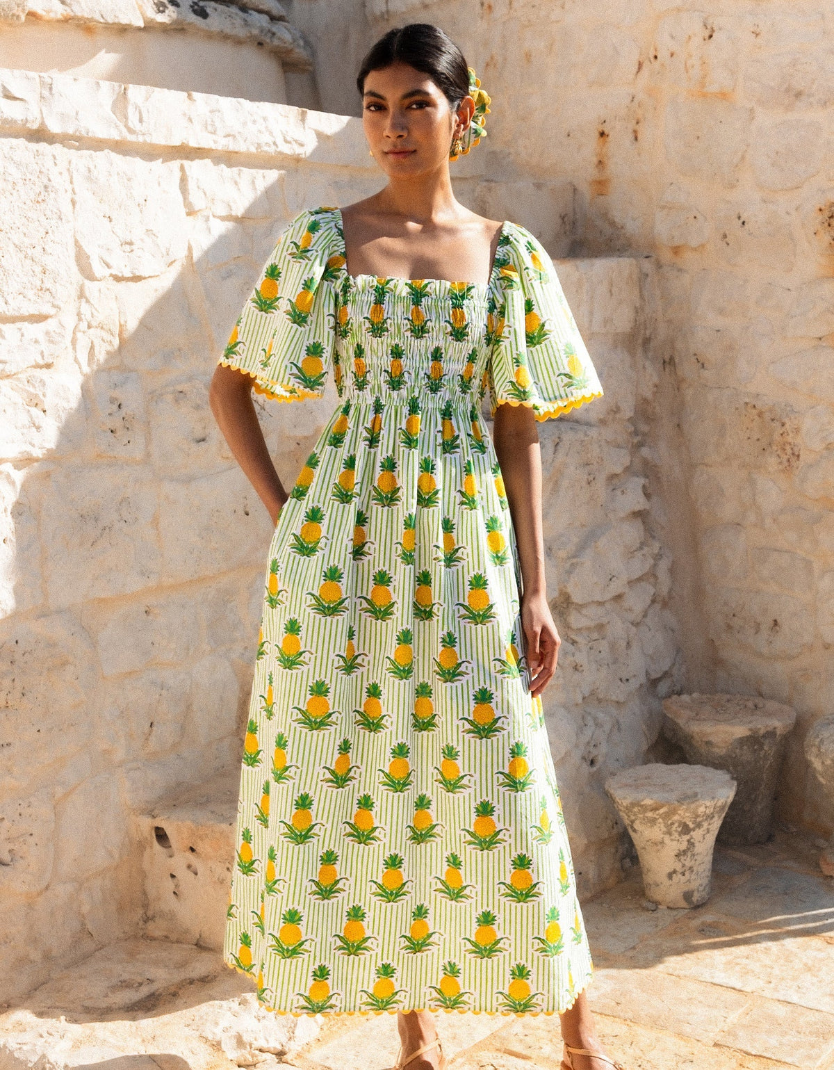Pink City Prints Pineapple Stripe Lolita Dress