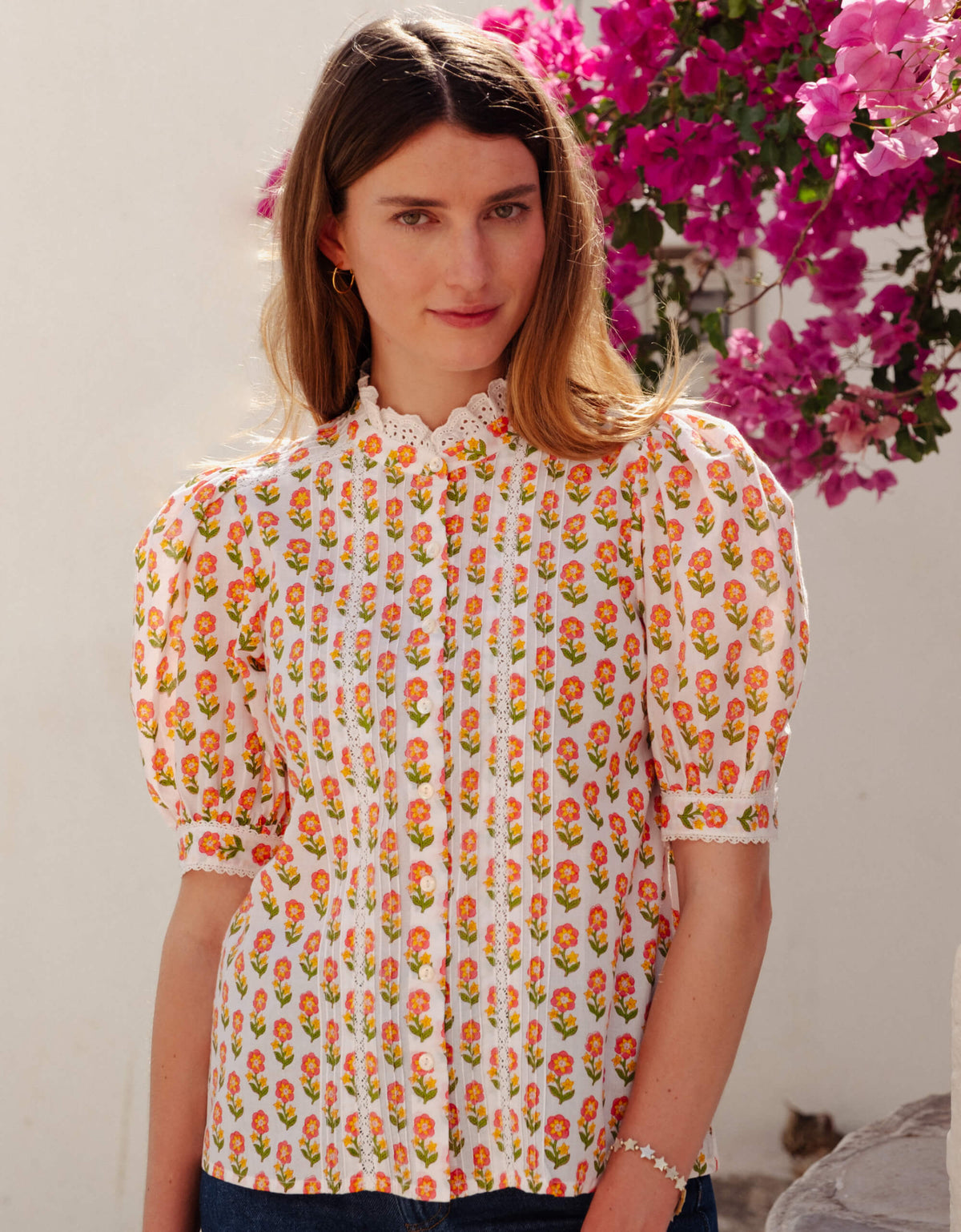 Pink City Prints Pink Floret Vera Blouse