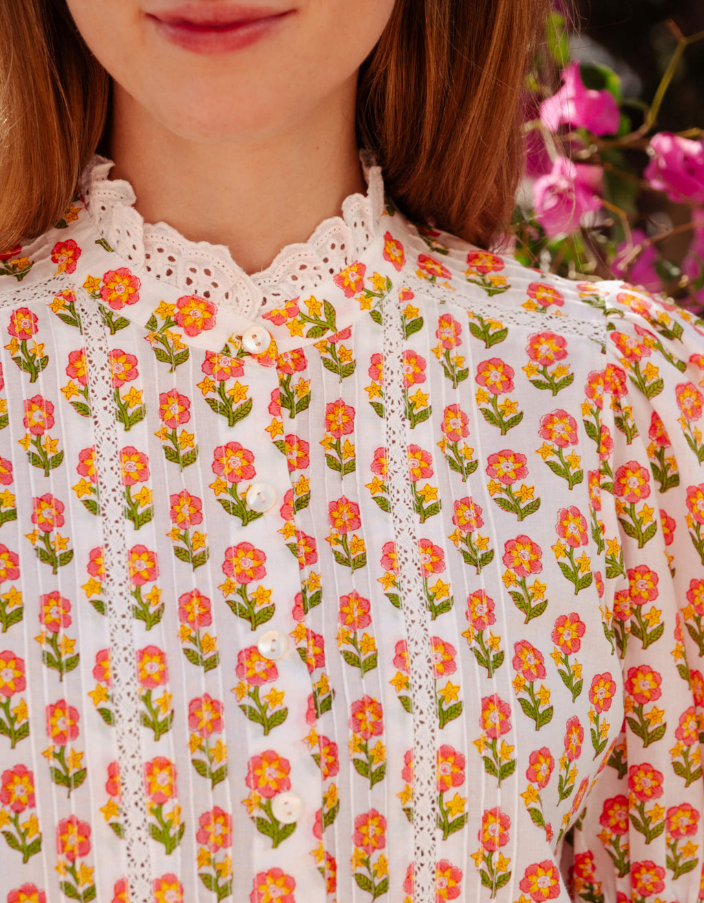 Pink City Prints Pink Floret Vera Blouse