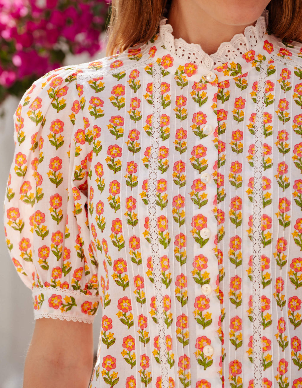 Pink City Prints Pink Floret Vera Blouse